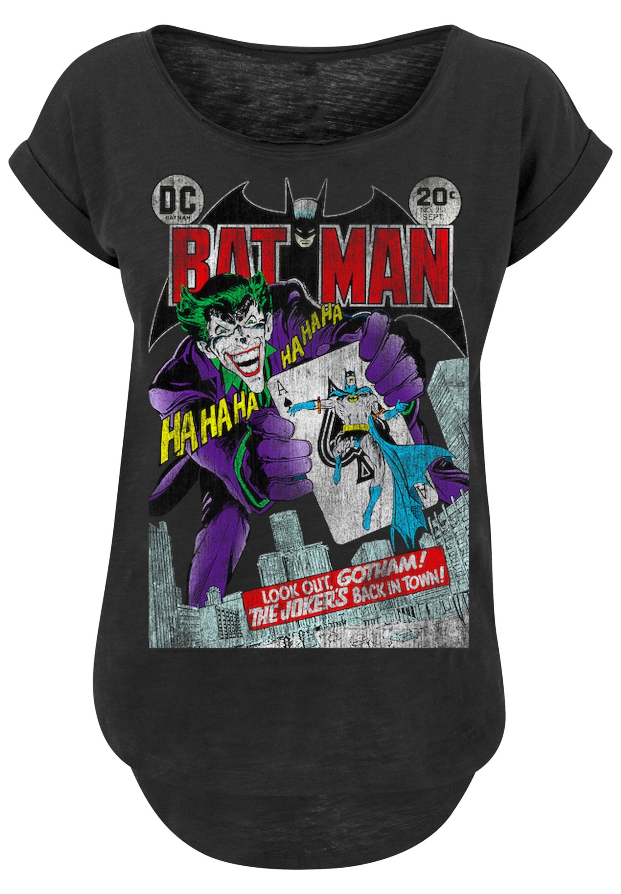 Damen Shirts F4NT4STIC T-Shirt Long Cut T-Shirt DC Comics Batman Joker Playing Card Cover