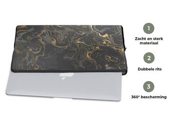 MuchoWow Laptop-Hülle Marmor - Textur - Grau - Gold - Marmoroptik - Luxus 13.3 Zoll, Laptopsleeve, weiches Innenfutter zum Schutz Kratzern, Laptoptasche