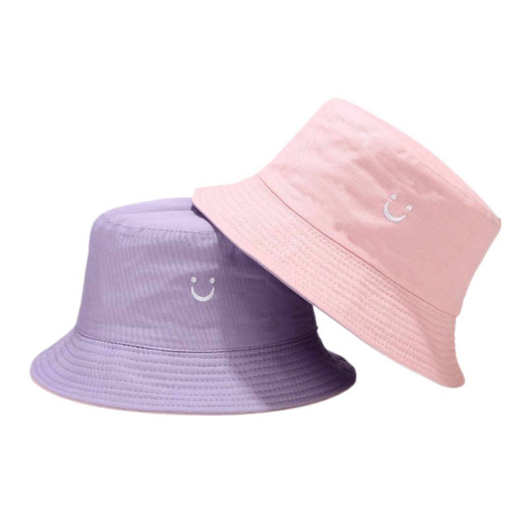 Sonnenhut Wende Fischerhut mit Smiley, Sonnenhut Damen Herren Kinder UV