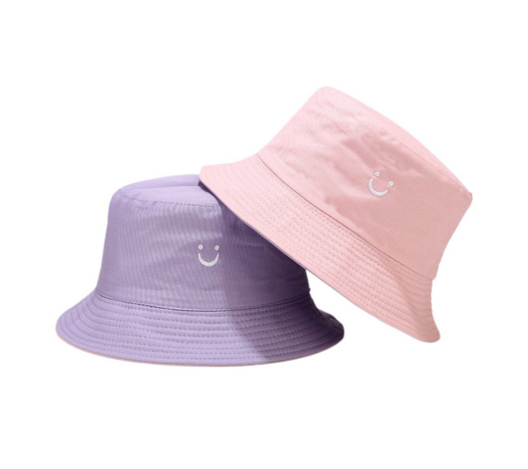 FOUORTUNATE-BEE Sonnenhut Wende Fischerhut mit Smiley, Sonnenhut Damen Herren Kinder UV Bucket Hat für Reisen, Camping, Strand und Outdoor Aktivitäten