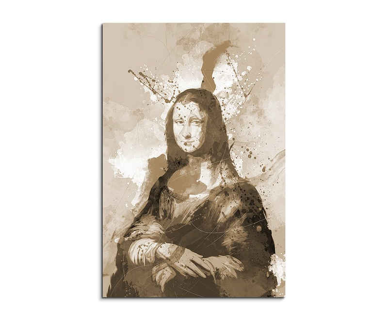 Sinus Art Leinwandbild Mona Lisa 90x60cm Aquarell Art Leinwandbild Sepia