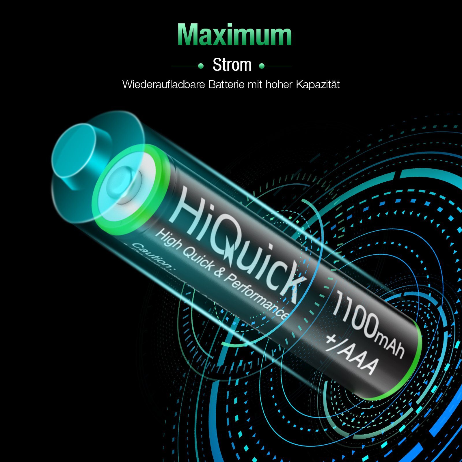 HiQuick 1,2V AA 2800mAh Akku,NI-MH Batterie, AAA V) 1100mAh Wiederaufladbare (1.2v Mignon