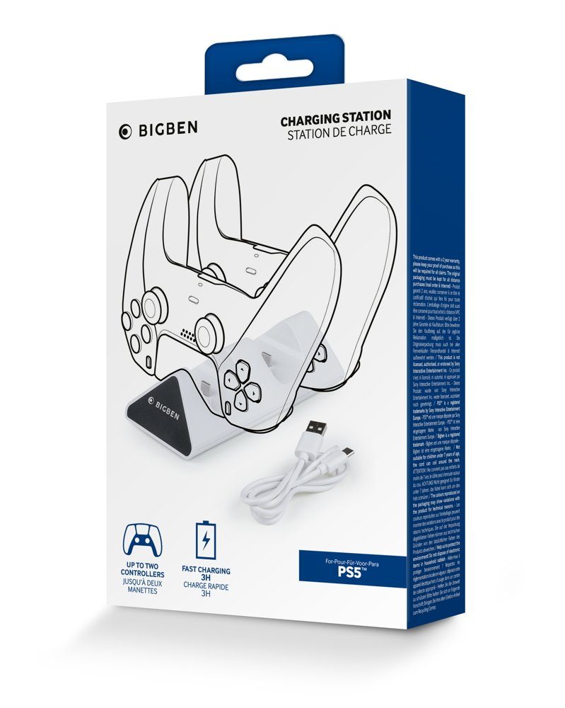 BigBen 2 Playstation 5 Controller Dual-Charger V2 mit Netzteil BB006414 Zubehör PlayStation 4