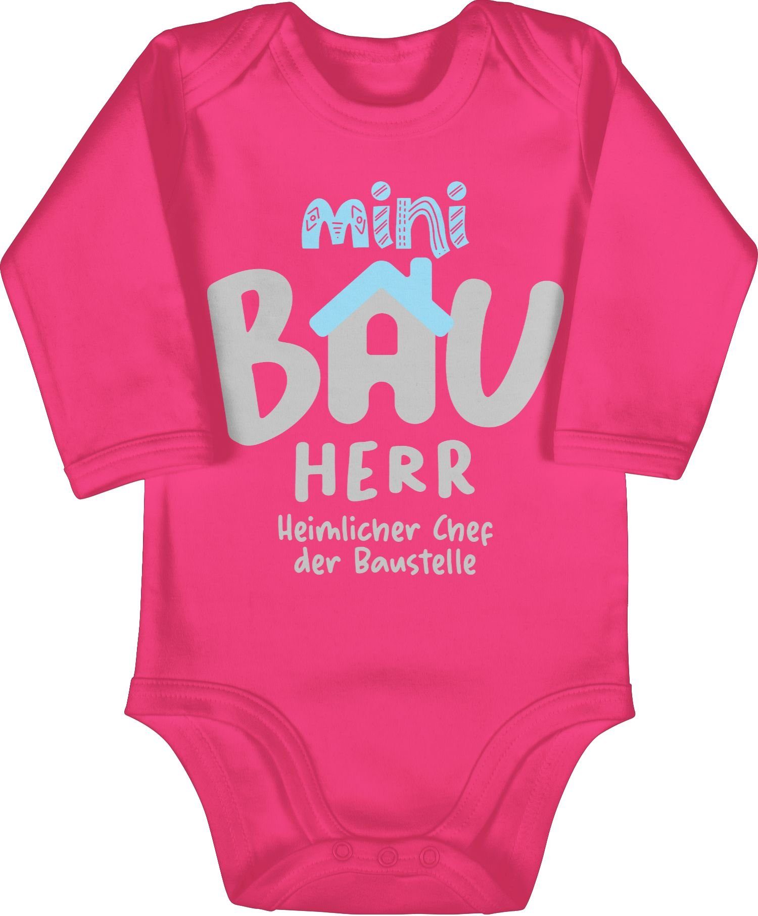 Shirtracer Shirtbody Mini Bauherr grau Sprüche Baby 2 Fuchsia