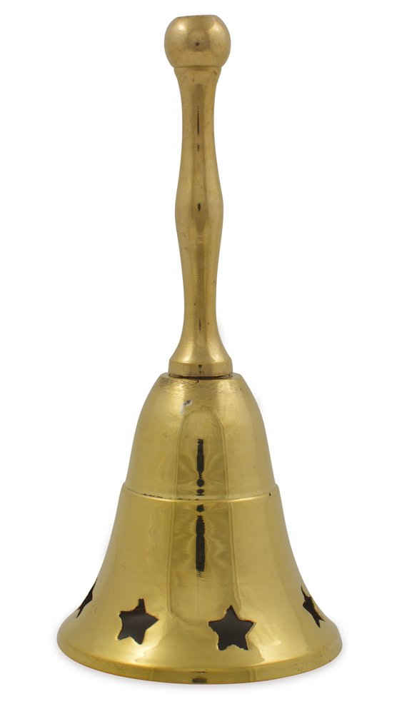 RIFFELMACHER & WEINBERGER Christbaumschmuck Messing Weihnachtsmann Glocke mit Sternen - Gold 13381 - 13 cm