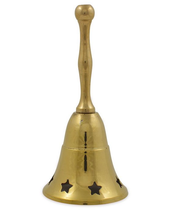 RIFFELMACHER & WEINBERGER Christbaumschmuck Messing Weihnachtsmann Glocke mit Sternen - Gold 13381 - 13 cm