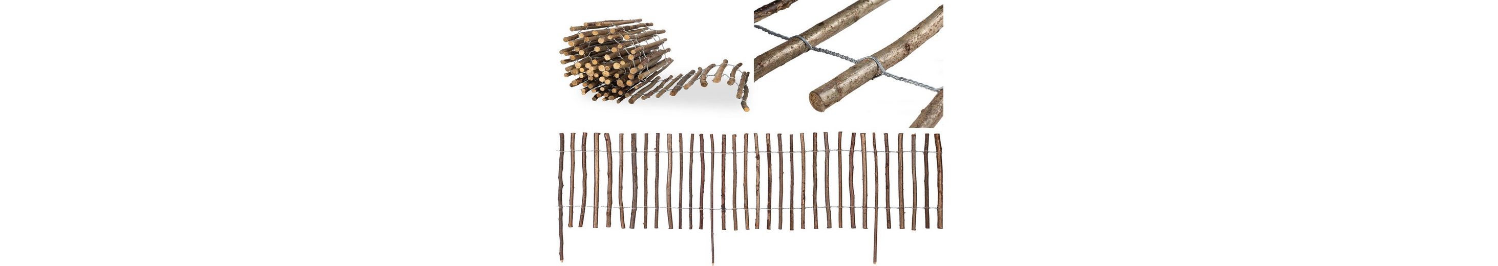 MC.Sammler Staketenzaun »Staketenzaun mit Pfosten aus Haselnuss mit