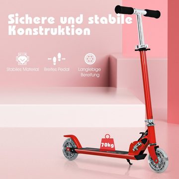 COSTWAY Scooter Cityroller, höhenverstellbar, klappbar, mit 2 LED Räder