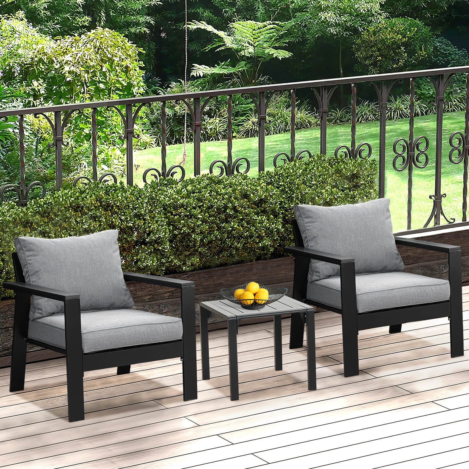 MeXo GartenloungeSet Aluminium Gartenmöbel Set, (Balkonmöbel Set, 3