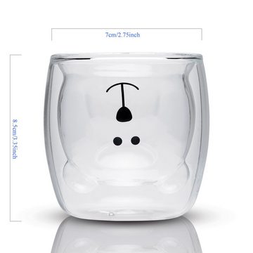 Intirilife Thermoglas, Glas, 2x Borosilikatglas Thermoglas Bär Design Tee Kaffeeglas