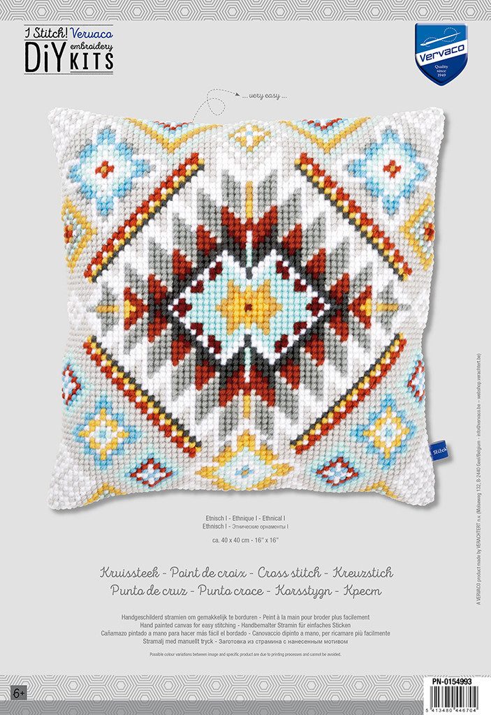 Vervaco Kreativset Kreuzstich-Kissen-Set Ethnisch I - Stickbild vorgezeichnet, (Set, Vervaco embroidery Kit), Made in Europe