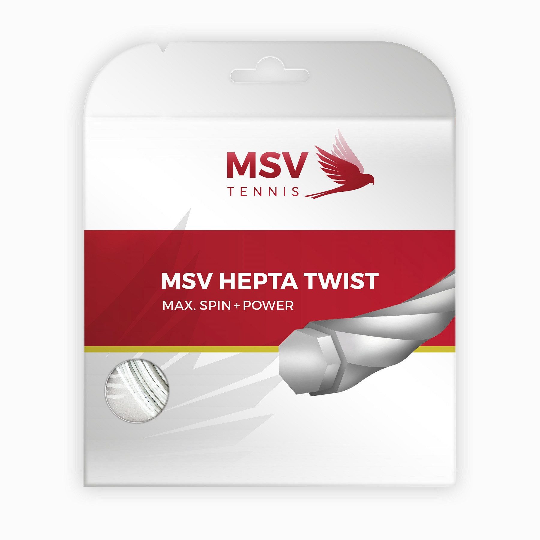 MSV Tennissaite Hepta Twist (Haltbarkeit+Spin) weiss 12m Set, Saitendicke: 1.30