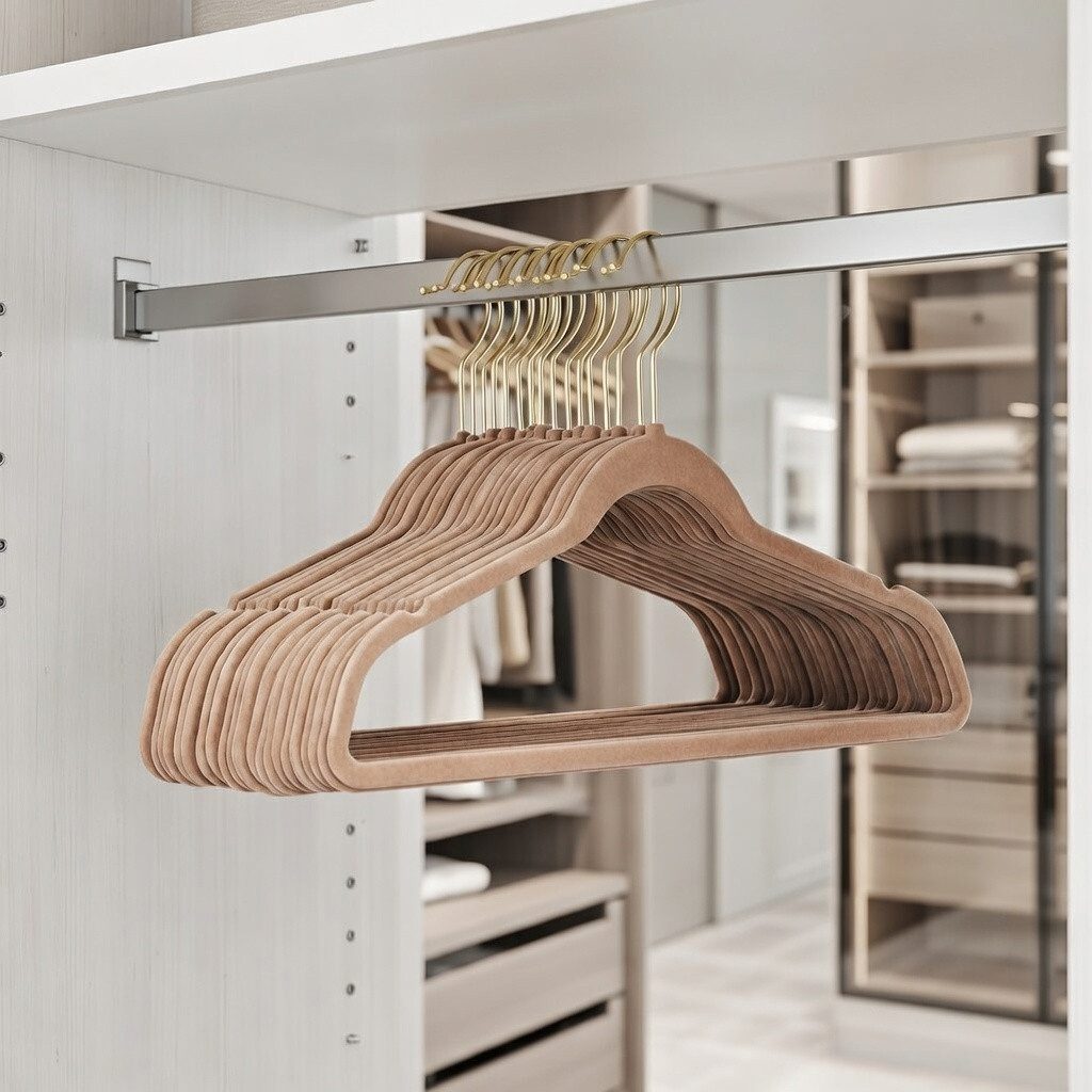 StickandShine Kleiderbügel Samt 25 Stück in verschiedenen Farben mit edlen Goldhaken im Set, (Spar-Set), Designbügel – Bild 3 von 4