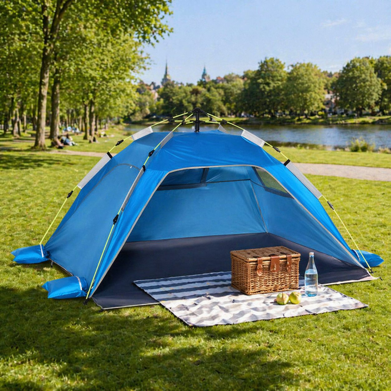 L&K Strandmuschel Strandmuschel Pop Up Strandzelt 1-2 Personen UV-Schutz blau