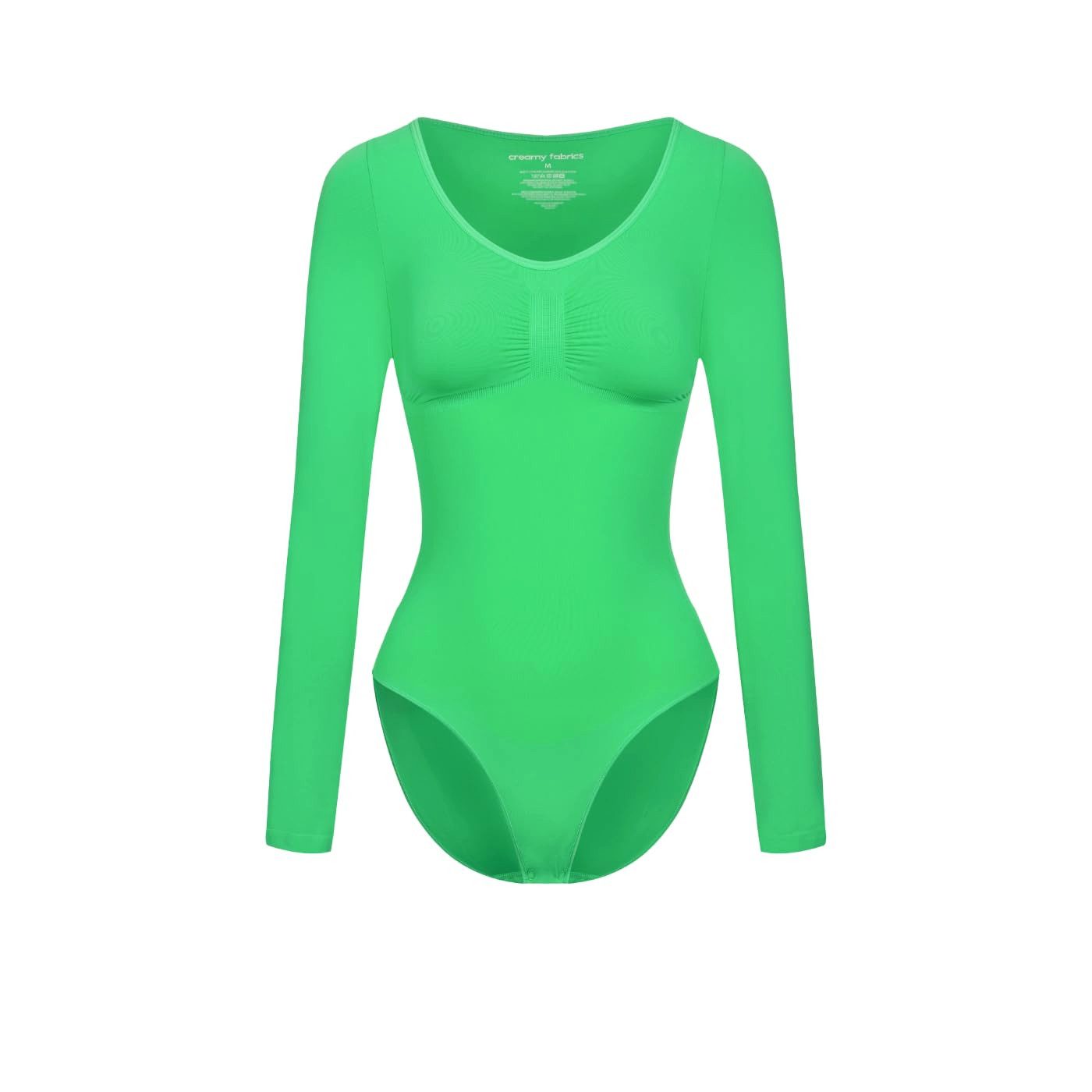 cfab (creamy fabrics) Miederbody Bodysuit Sculpting Shapewear Longsleeve mit Slip-Poison Green-XS (1-tlg) Figurformend