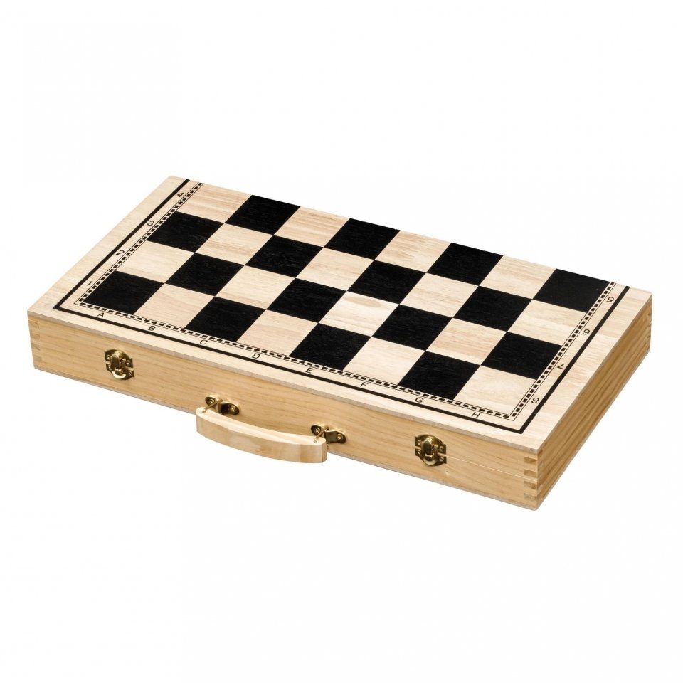 Philos Spiel, Schach mit 50 - - Backgammon mm Tragegriff Feld Dame Set