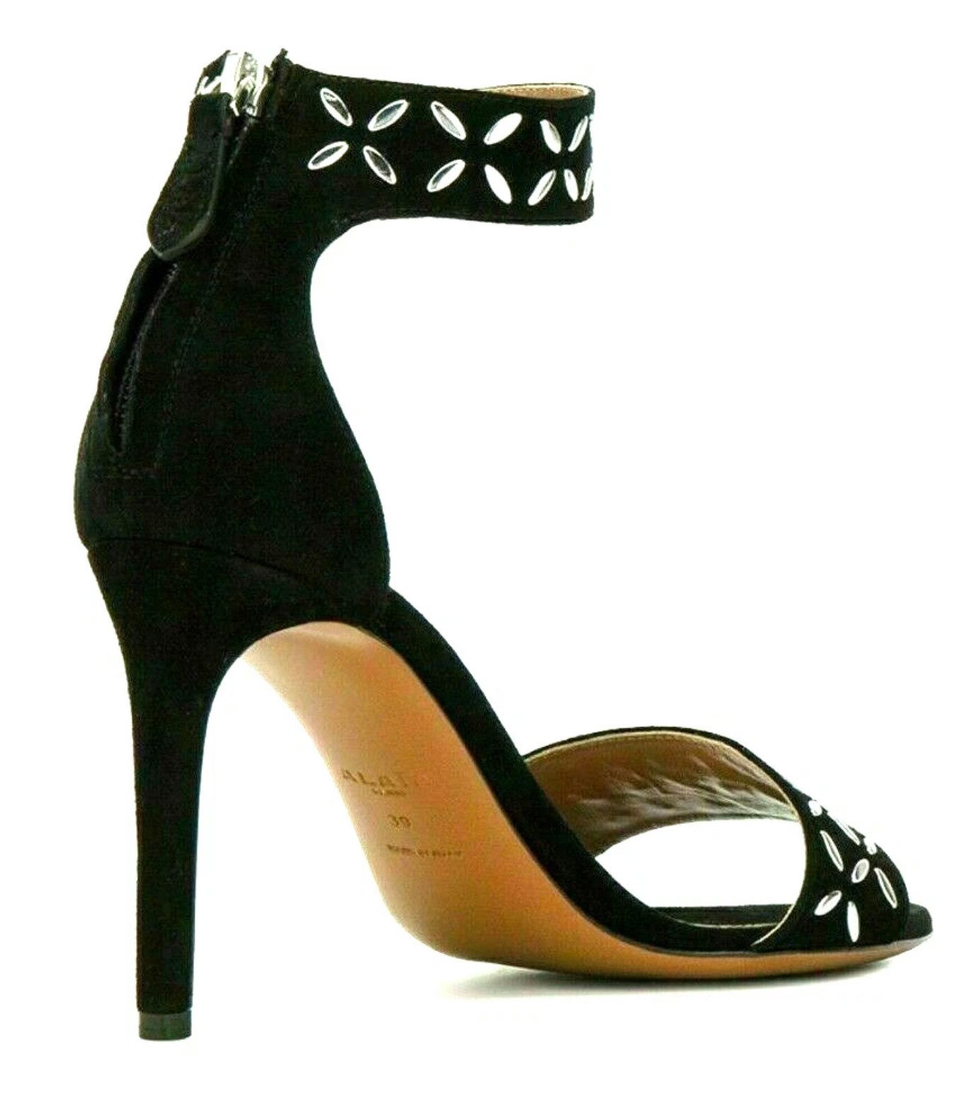 ALAÏA PARIS Samt Laser Cut Metal Hardware High Heel Pumps High-Heel-Sandalette In Alaïa-Kofferset inklusive Staubbeutel
