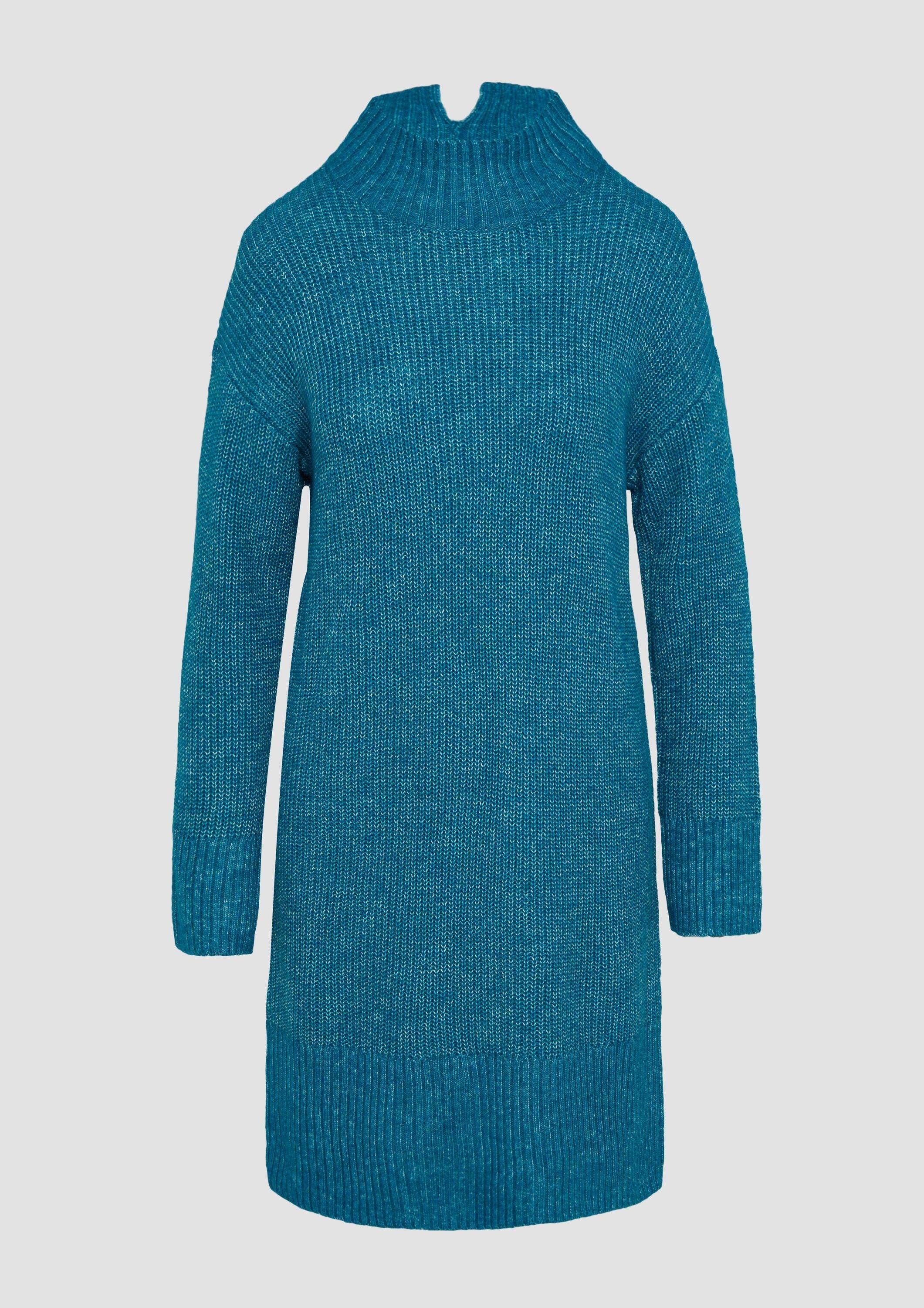 s.Oliver Minikleid Kleid Strickkleid mit Stehkragen und überschnittenen Schultern