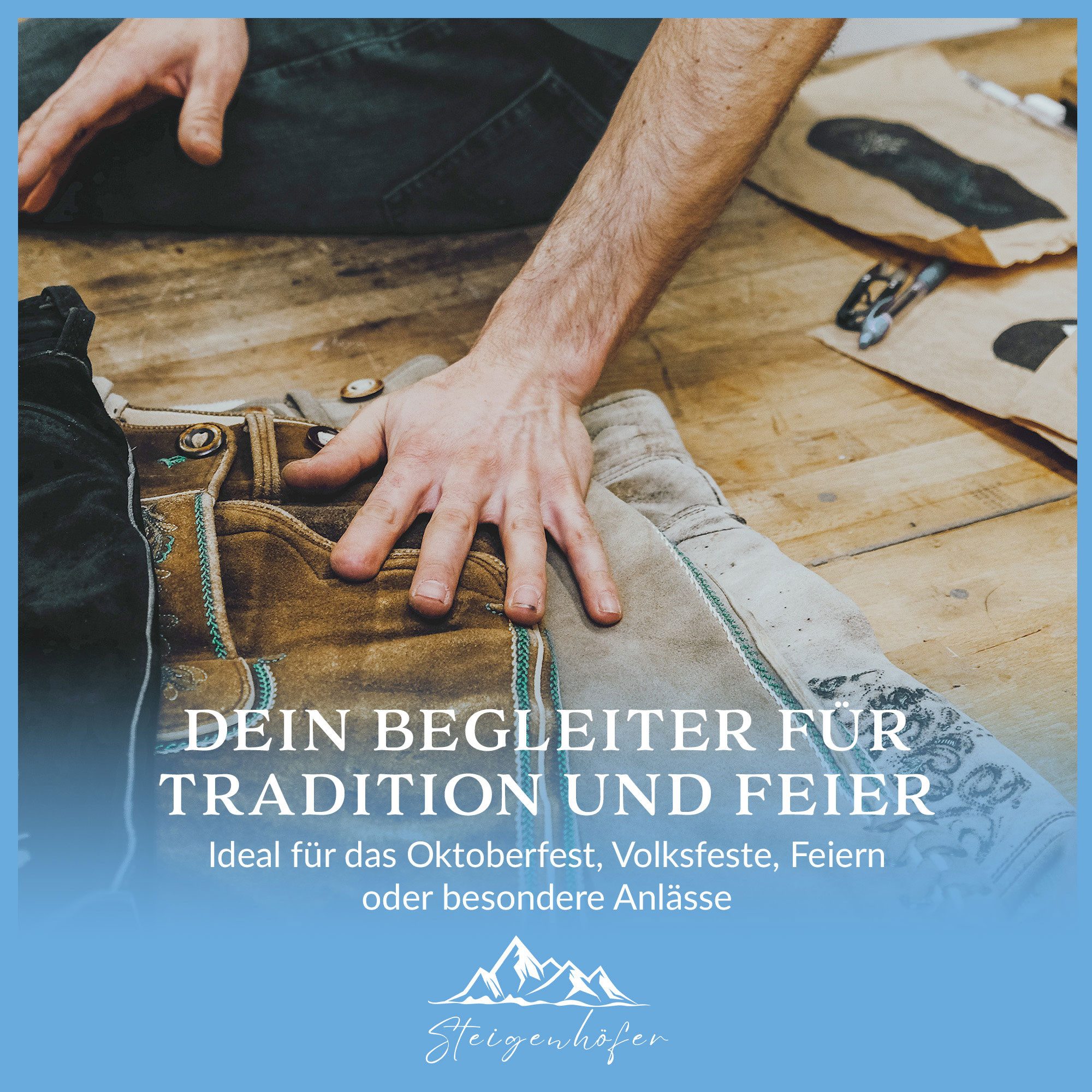 Steigenhöfer Manufaktur Trachtenhose Lukas Softshellhose im Lederhosen Look – Lederhose Herren Stil Tracht (Inklusive verstellbarer Träger) Atmungsaktiv - Schne – Bild 3 von 5