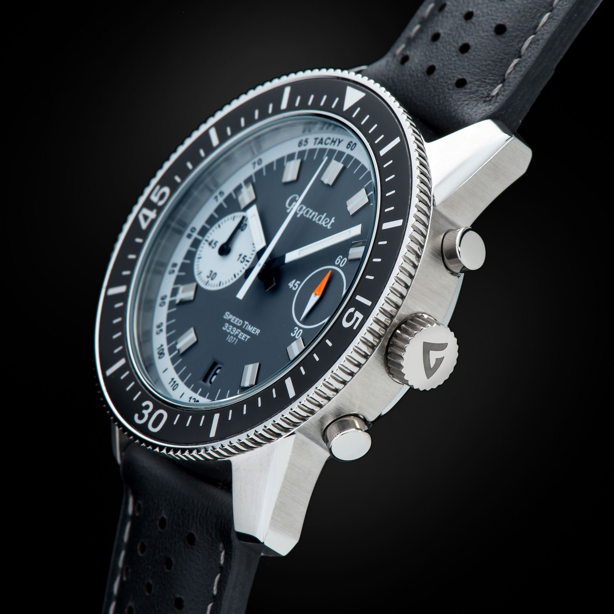 Gigandet Chronograph Speed Timer, Tachymeter Mineralglas, Chronograph, Datumsanzeige