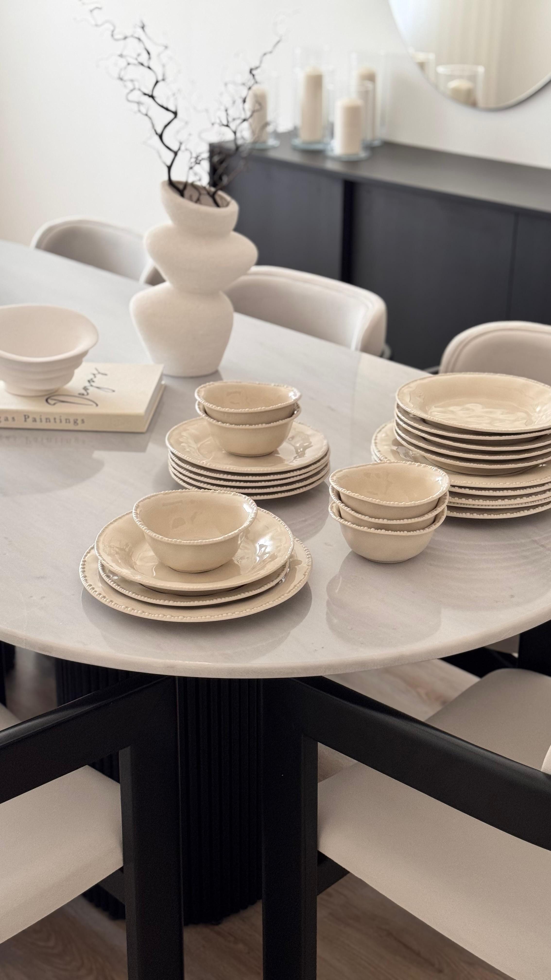 EKA Teller-Set Pearl Teller-Set Beige (24-tlg), Porzellan