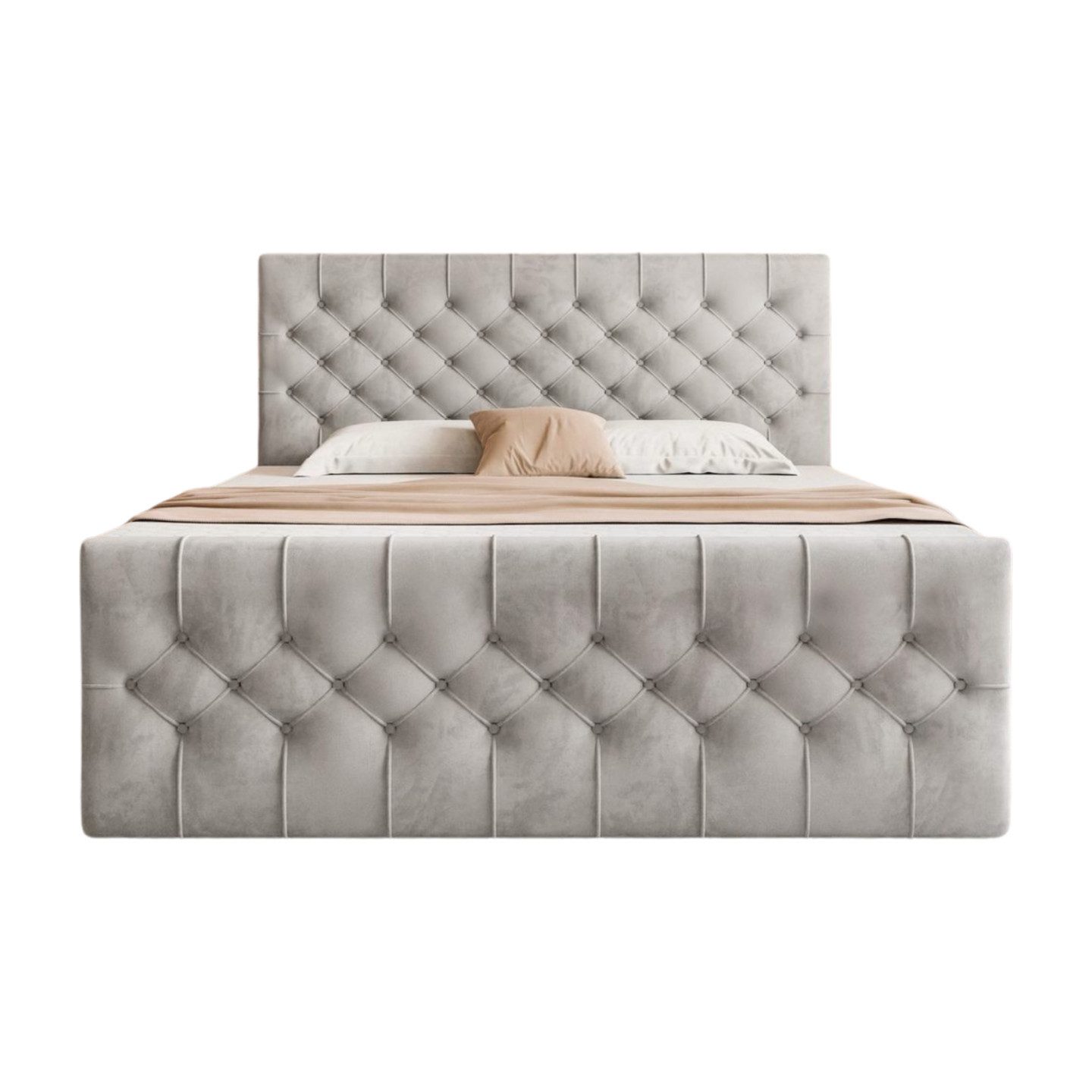 Goldstoff Boxspringbett TAURIEL mit Zwei Bettkasten günstig online kaufen