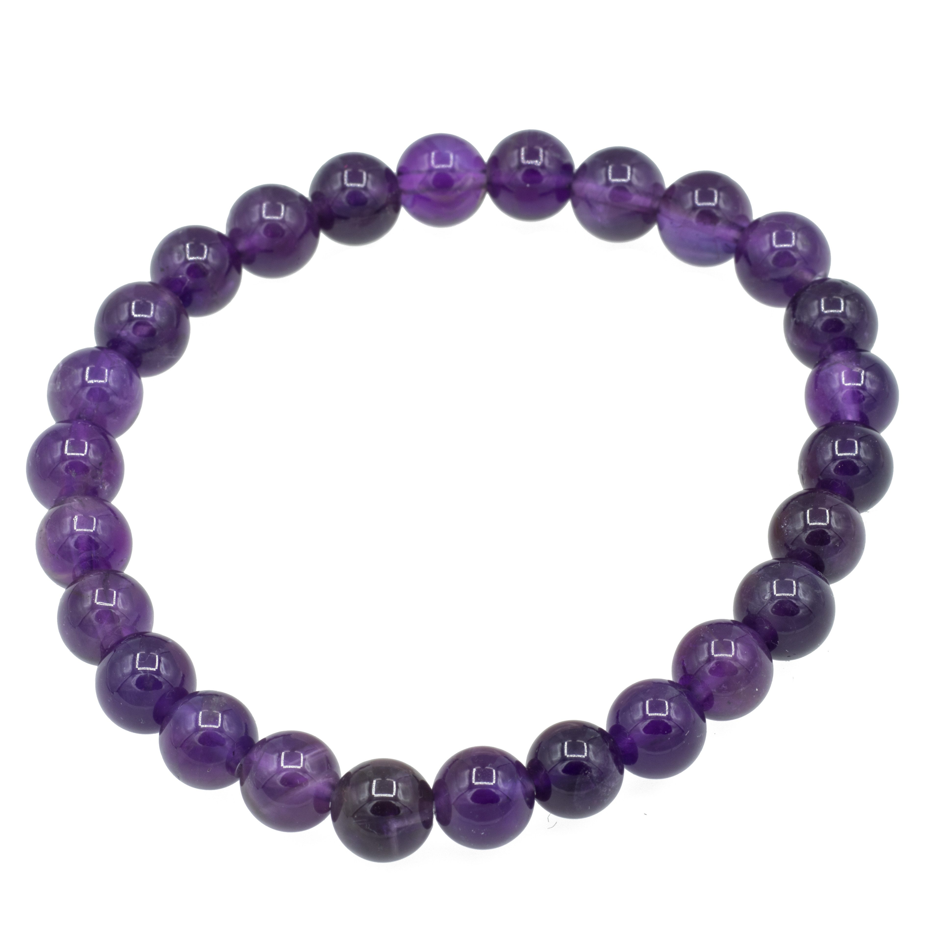 Bella Carina Armband Armband mit hochwertigen Amethyst Perlen 8 mm elastisch, mit tief dunklem Amethyst