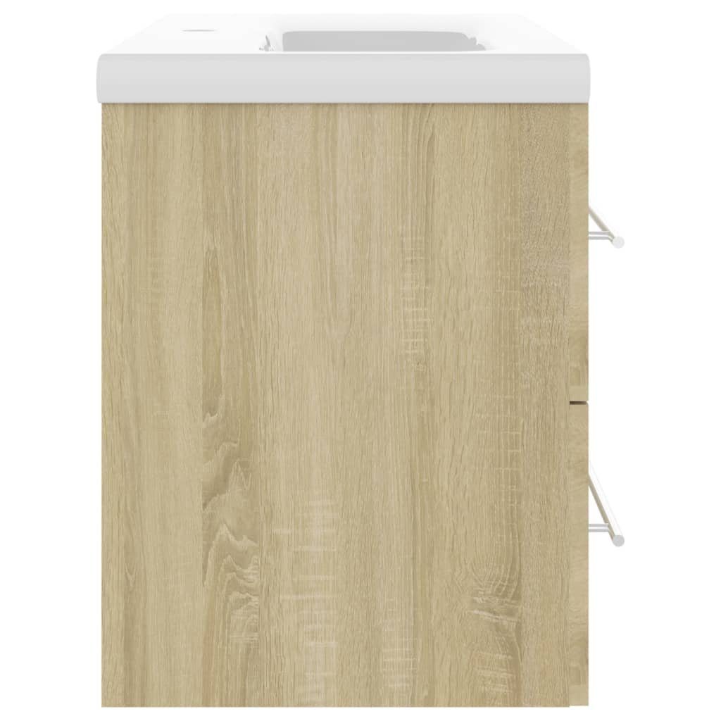 Holzwerkstoff (1-St) Einbaubecken Sonoma-Eiche Badezimmerspiegelschrank Eiche vidaXL Waschbeckenunterschrank Sonoma