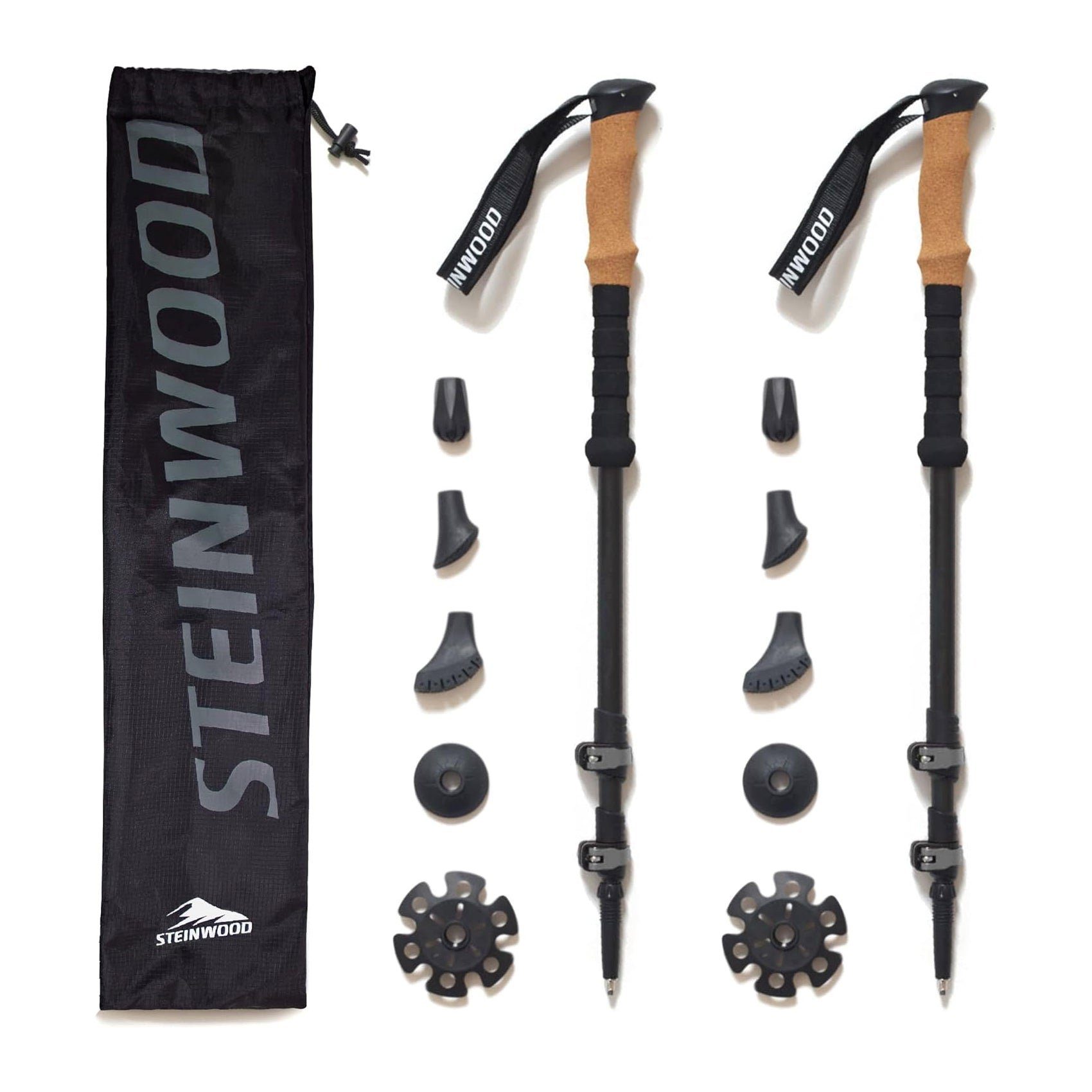 Steinwood Wanderstöcke Aluminium - Trekkingstöcke - leicht, verstellbar mit Teleskop und Kle…