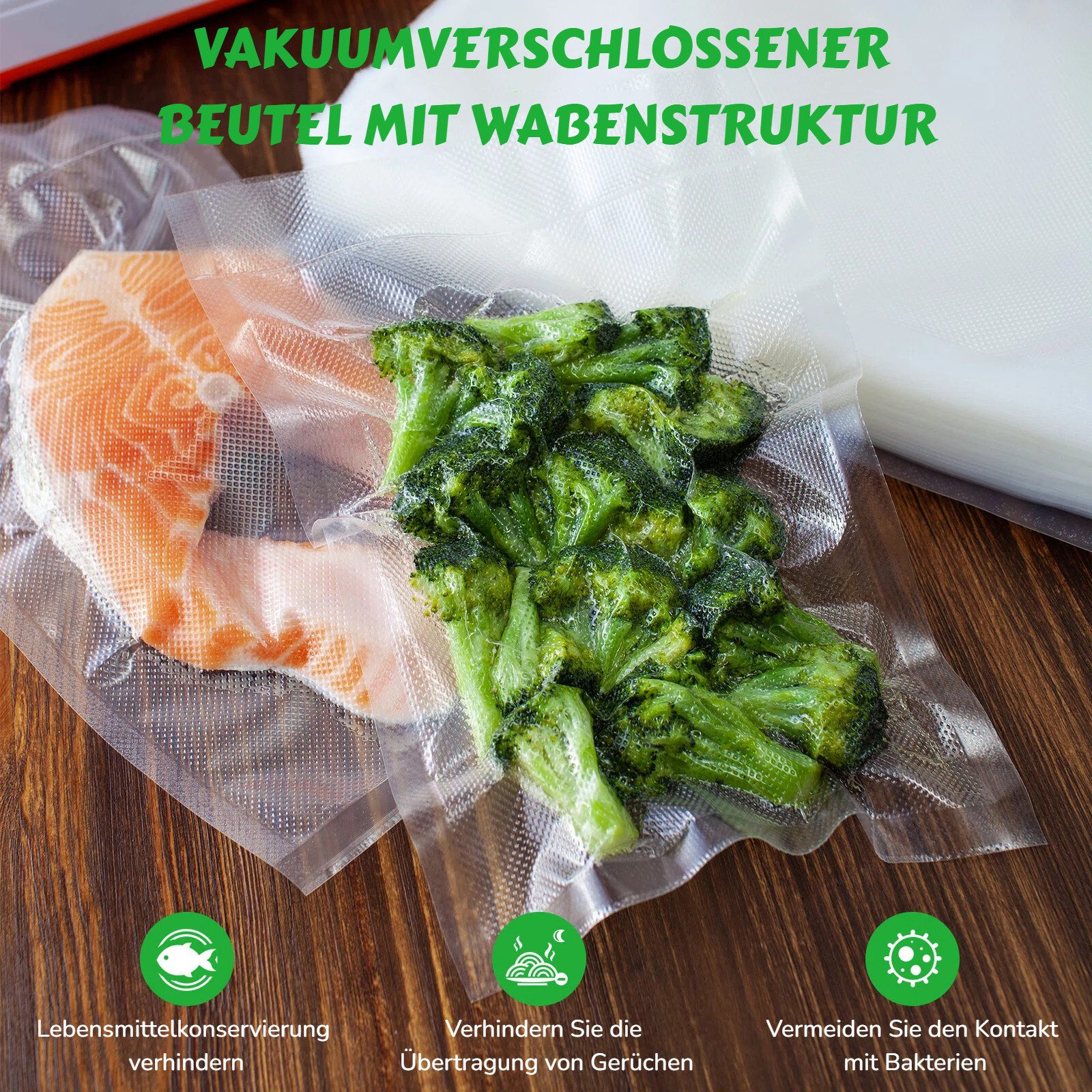 BlingBin Vakuumierbeutel 100PCS Vakuumbeutel für Lebensmittel-15x25/20x25/25x35/28x40cm, Vakuumierfolie zur Aufbewahrung von Lebensmitteln für alle Vakuumierer