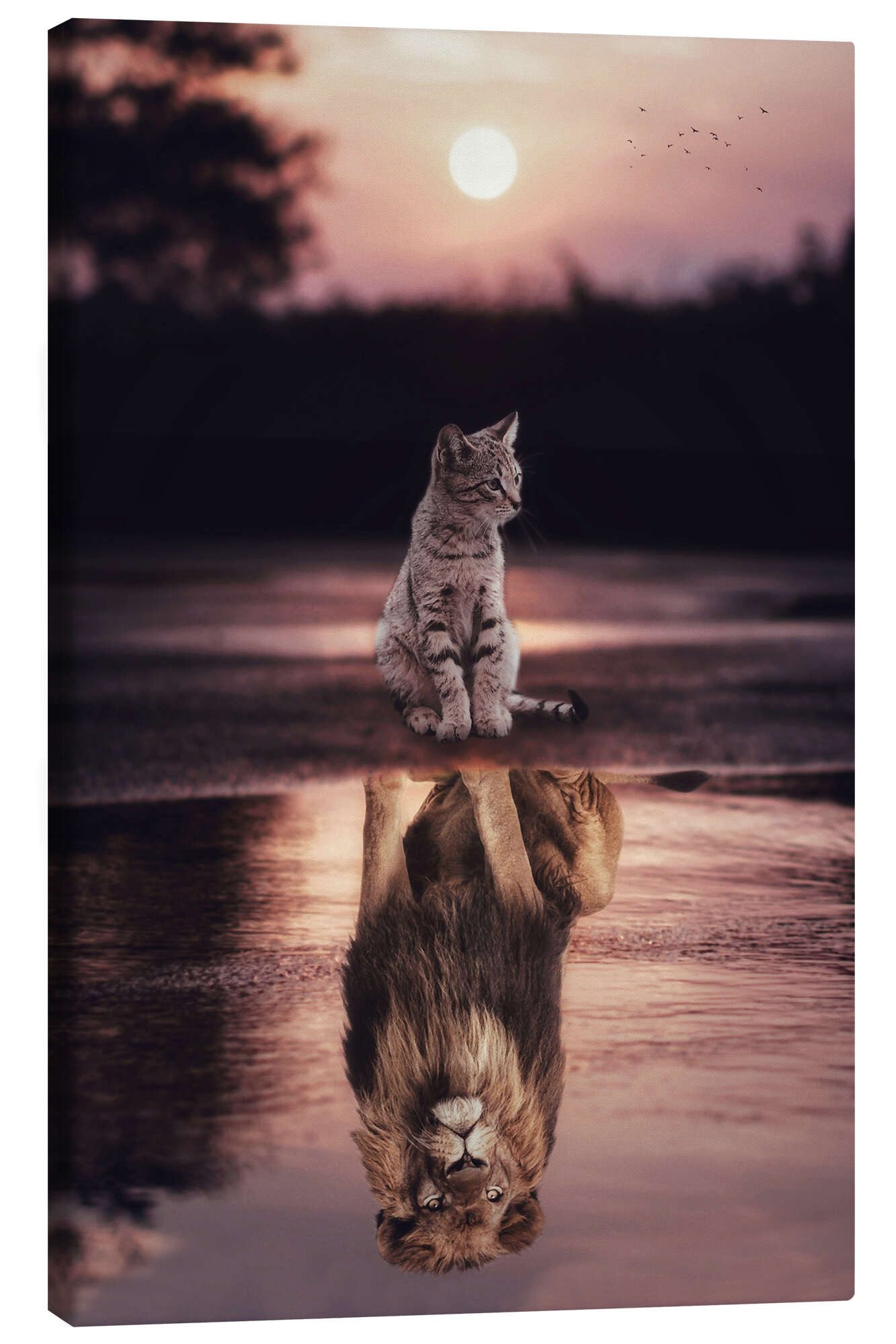 Posterlounge Wandbild Dream Big - Kleine Katze wird zum Löwen, Gen Z, erhältlich als Poster, Leinwandbild, Wandsticker oder Acrylglasbild