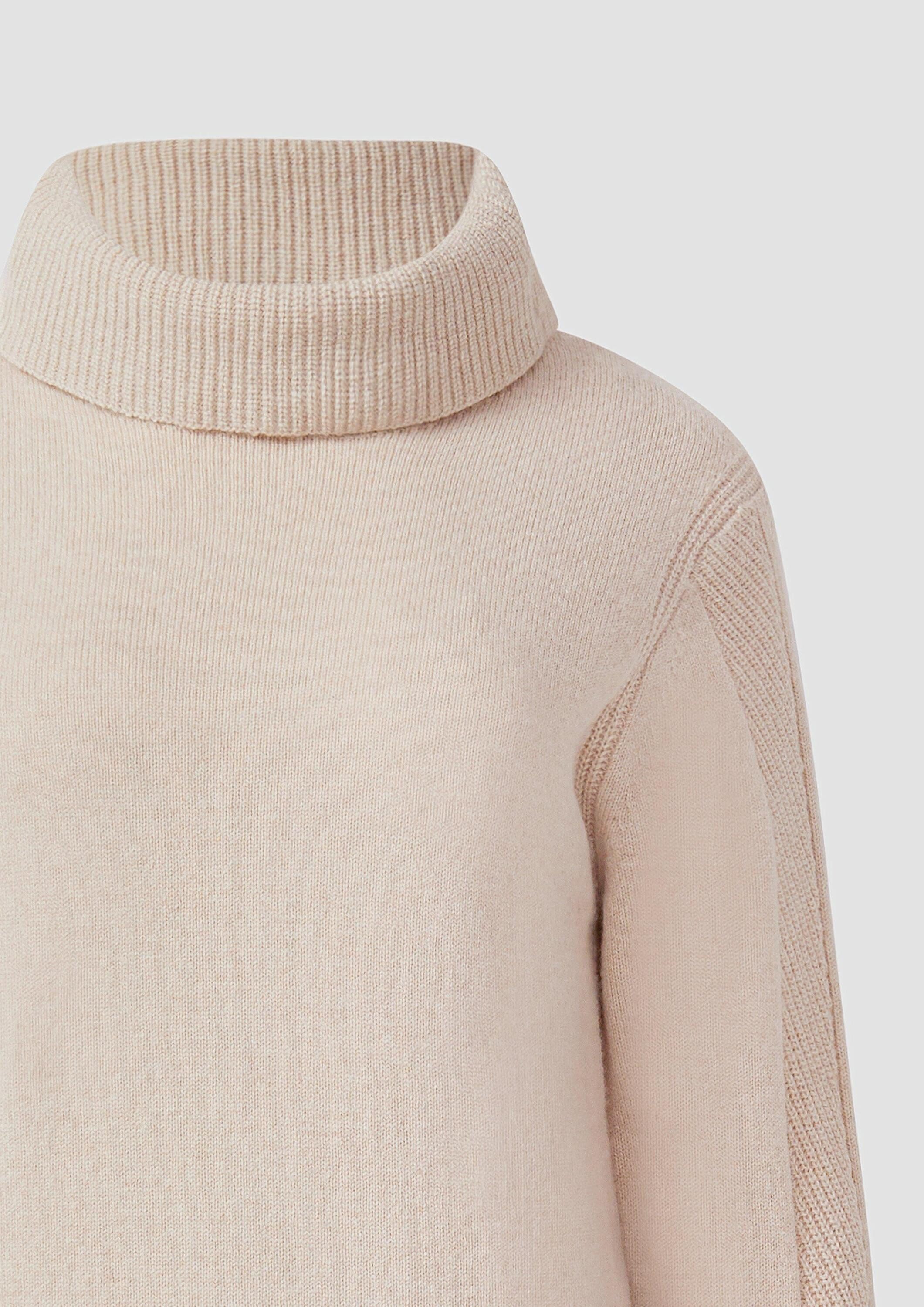 s.Oliver Midikleid Kleid Gestricktes Midikleid mit Rollkragen und Ajourdetails