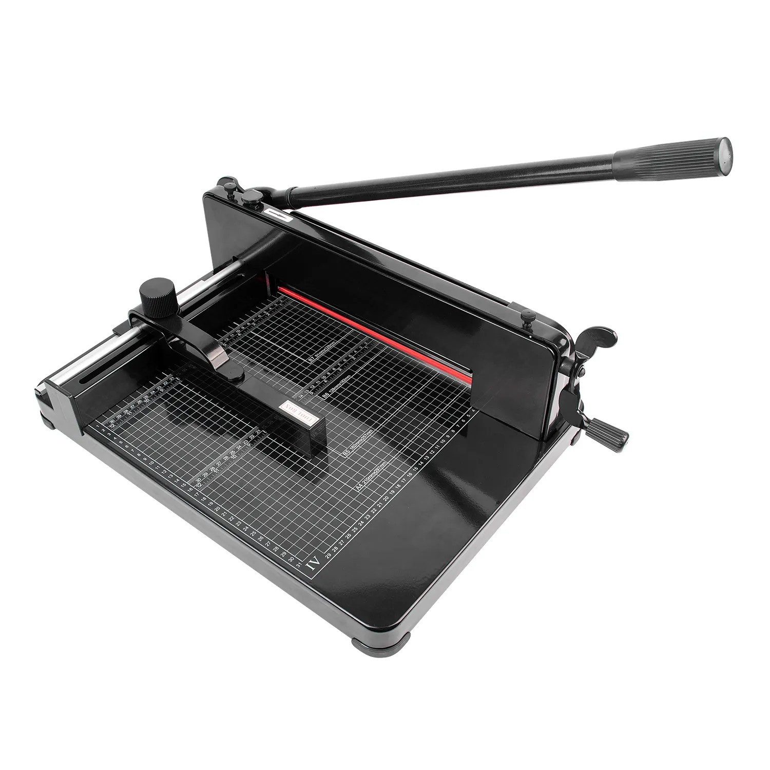 LMG Germany Papierschneidegerät Opticut 400 Stapelschneider A4, 400 Blatt, Schwere Ausführung, Robust, 400 Blatt, HSS-Messer, Softfoam-Balken, Sicherheitsgeprüft