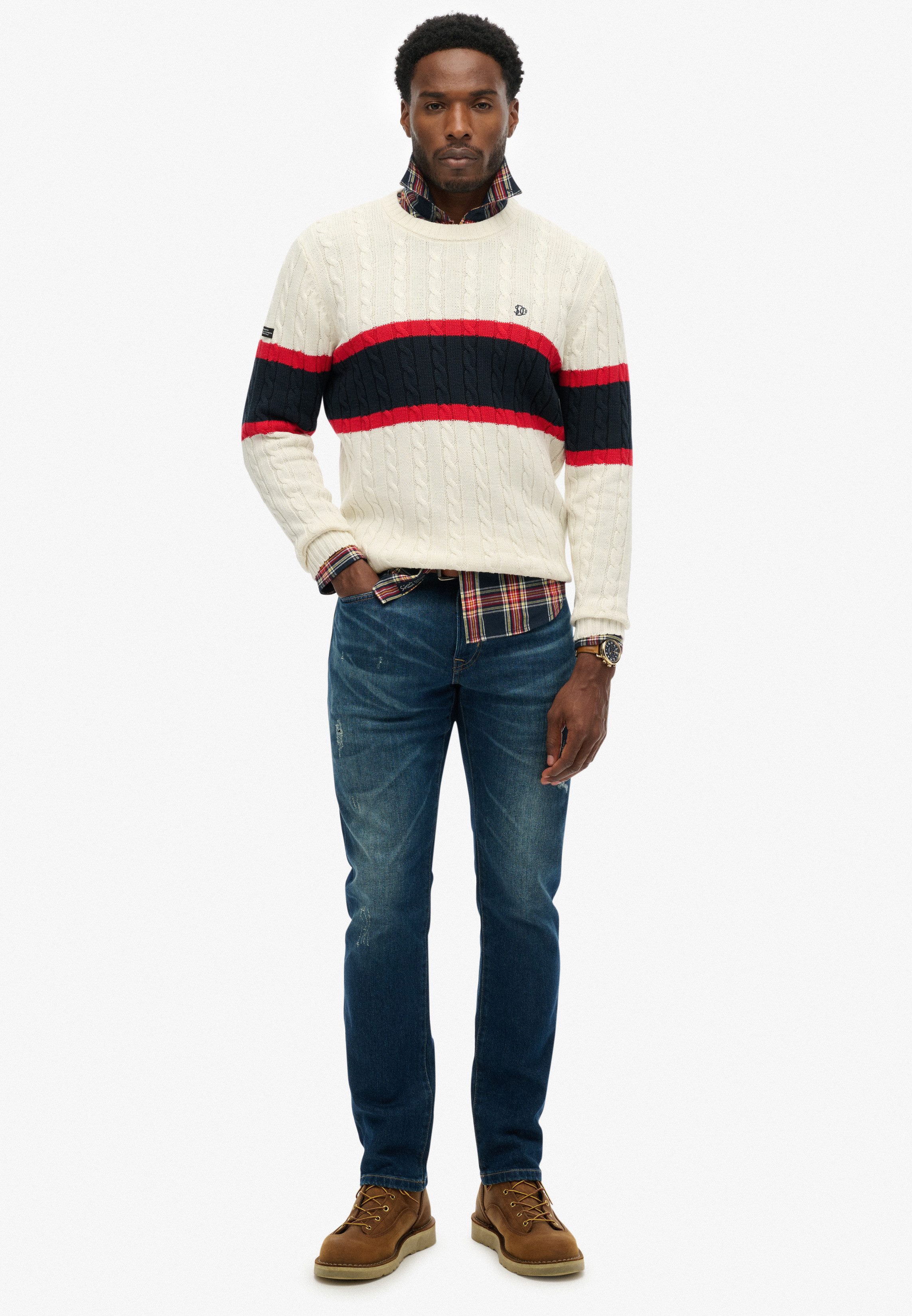 Superdry Strickpullover Cotton Stripe Cable Jumper