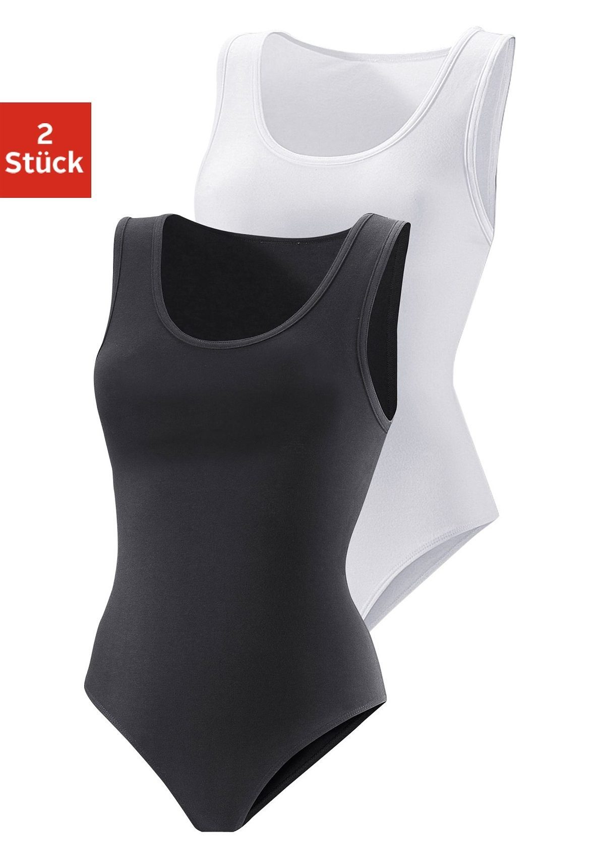 Vivance Shirtbody (2er-Pack) aus elastischer Baumwoll-Qualität schwarz, weiß