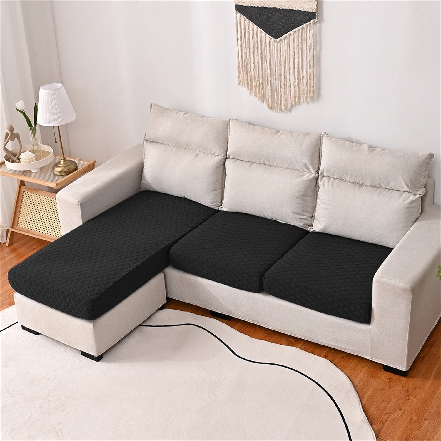 Sofahusse, HOMEIDEAS, wasserfest elastischer Sofa-Sitzbezug 3DMuster Schwarz mit