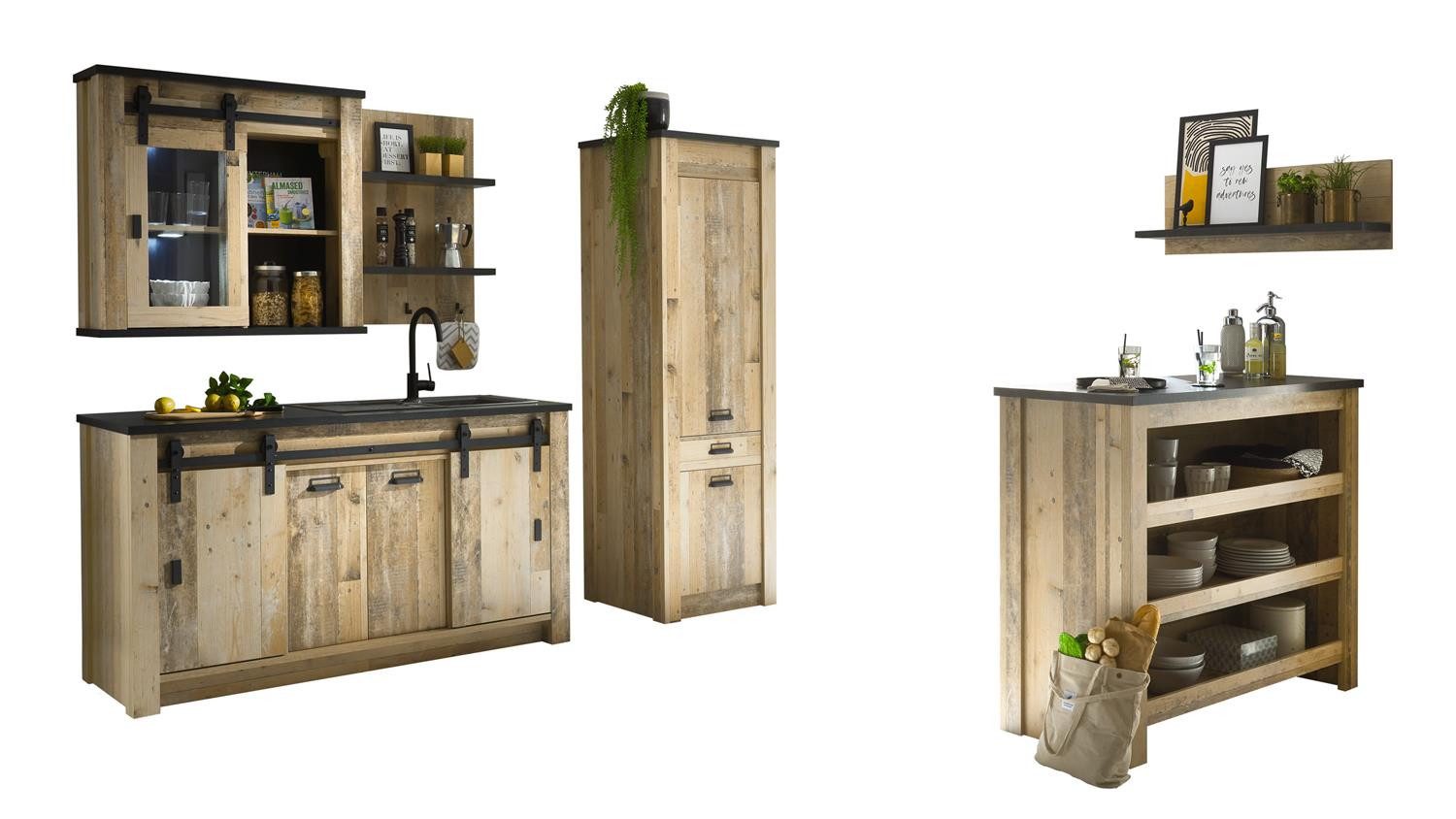Möbel Akut Küche Küche Sherwood Old Grey hell 6-teilig Soft-Close-Funktion