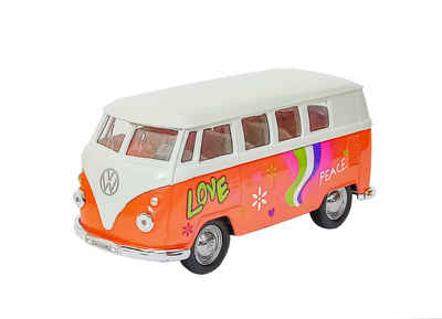 Welly Modellauto VOLKSWAGEN Bus T1 1963 VW Metall Modell Modellauto Auto Spielzeugauto Hippie 19 (Orange)