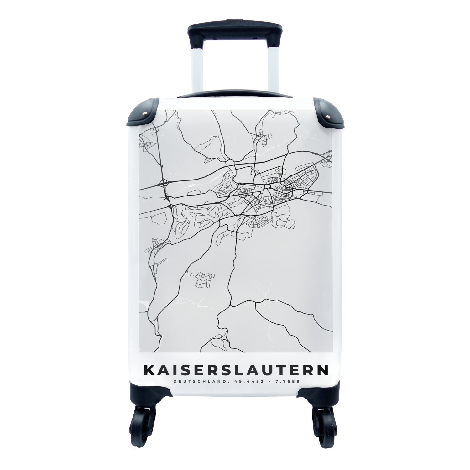 MuchoWow Handgepäckkoffer Kaiserlautern - Karte - Stadtplan - Deutschland, 4 Rollen, Reisetasche mit rollen, Handgepäck für Ferien, Trolley, Reisekoffer