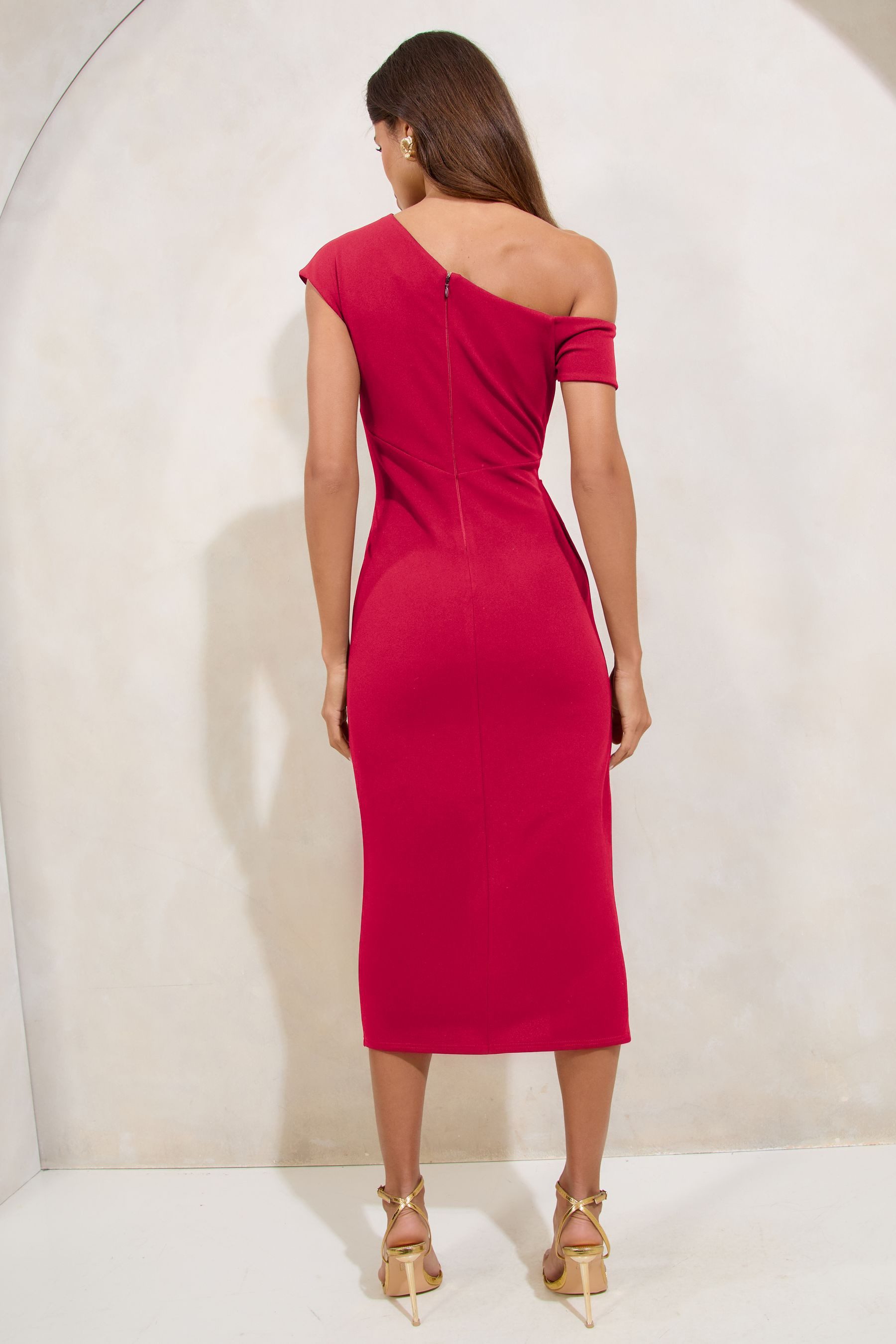 LIPSY Midikleid Lipsy Oneshoulder-Midikleid mit geraffter Taille (1-tlg)