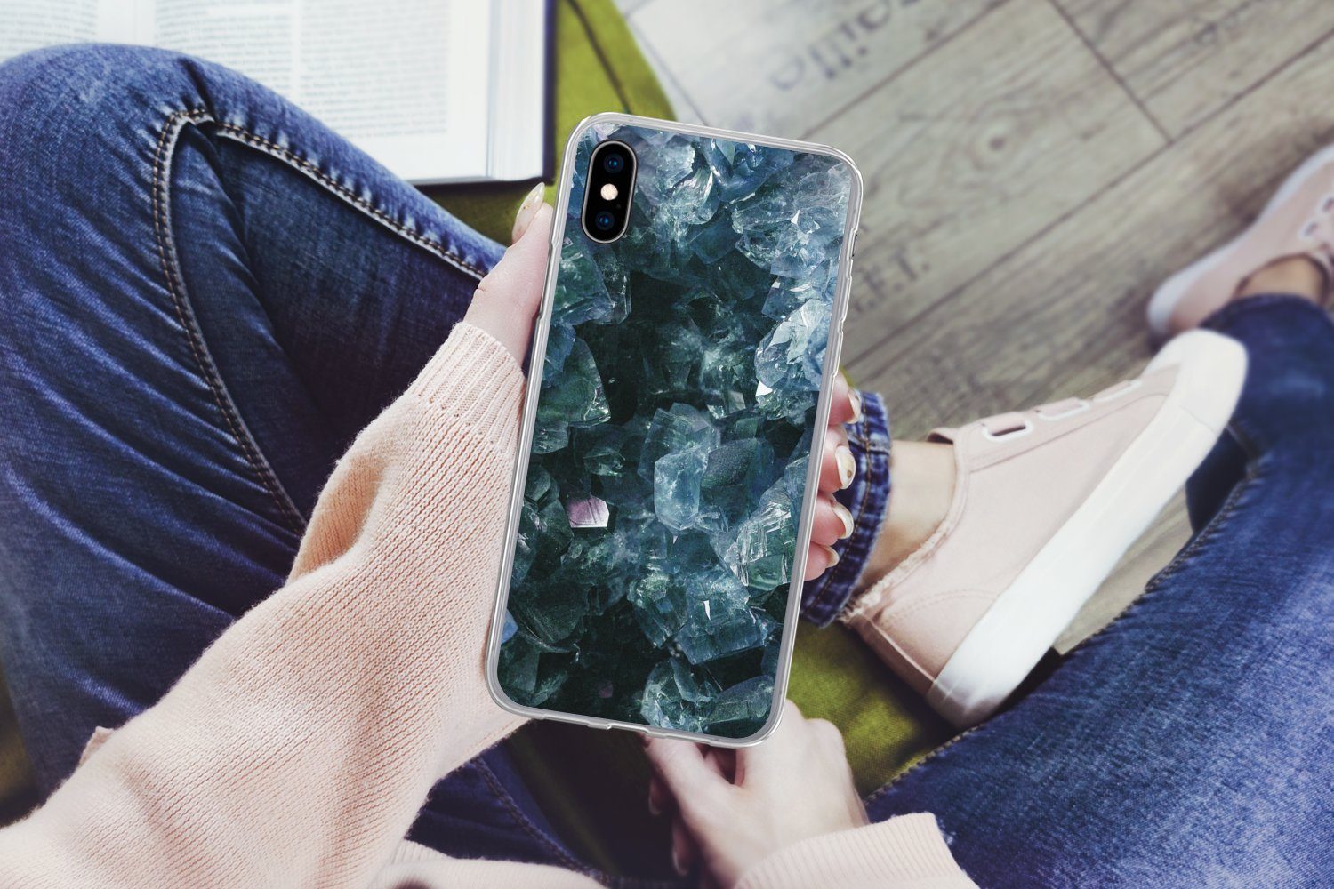 MuchoWow Handyhülle für Apple iPhone X Edelsteine und Mineralien - Kristall - Naturstein, Smartphone-Bumper, Print, Handy Schutzhülle Dünn