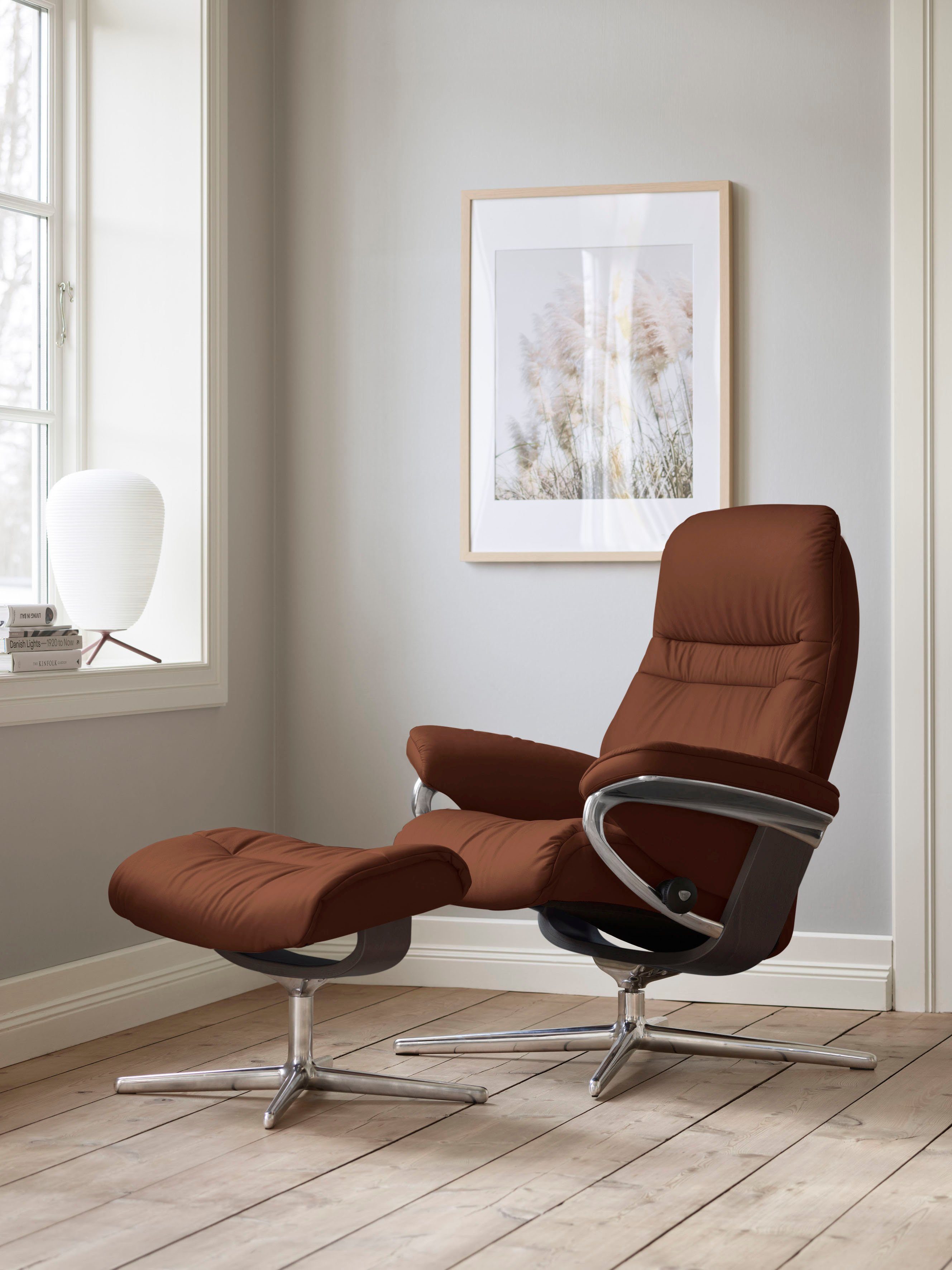Stressless® Relaxsessel Sunrise (Set, Relaxsessel mit Hocker), mit Hocker, mit Cross Base, Größe S, M & L, Holzakzent Wenge