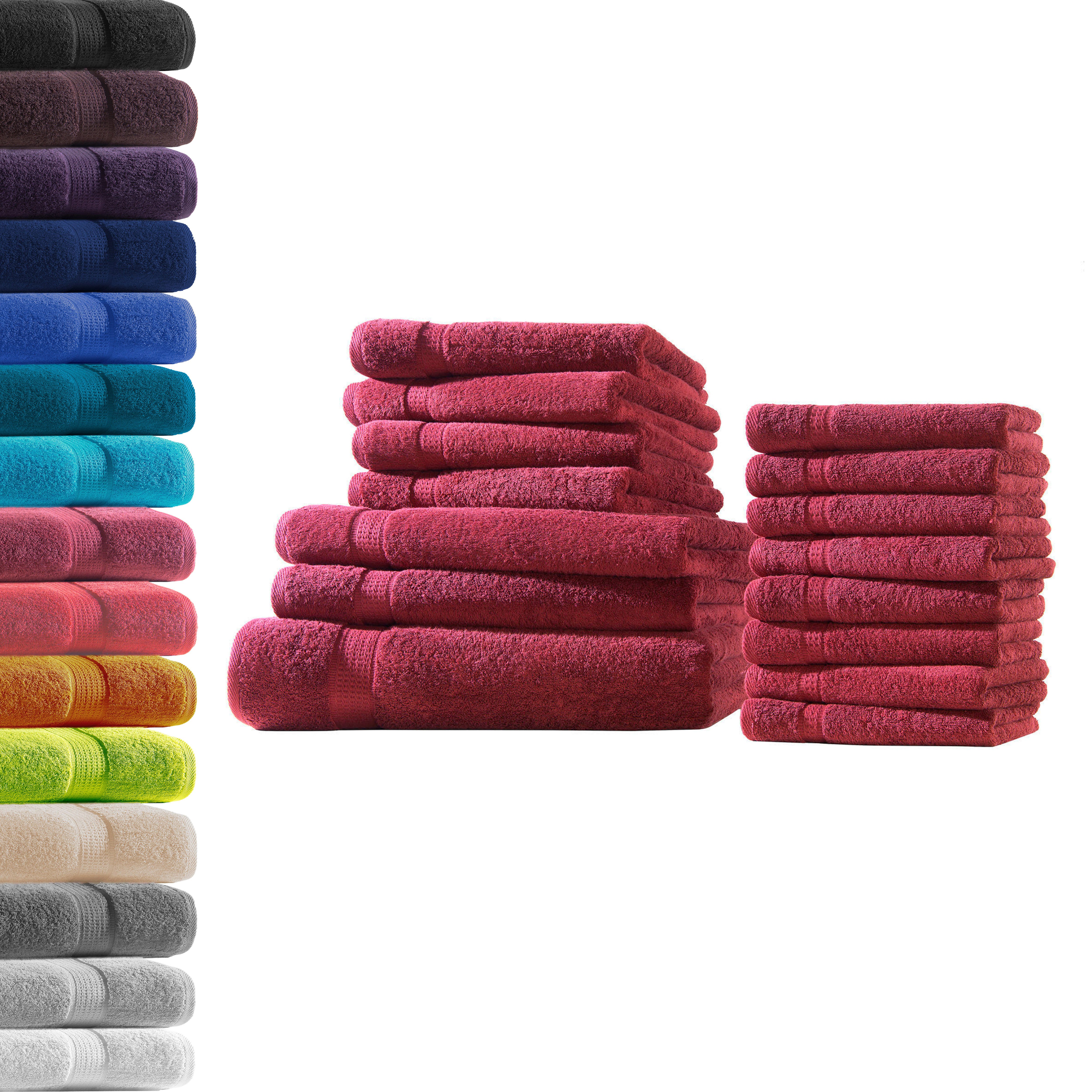 Hometex Premium Textiles Handtuch in Premium Qualität 500 g/m², Feinster Frottier-Stoff 100% Baumwolle, 1x Badetuch + 2 Duschtuch + 4 Handtuch + 8 gastetuch, weich, saugfähig, extra schwer & flauschig