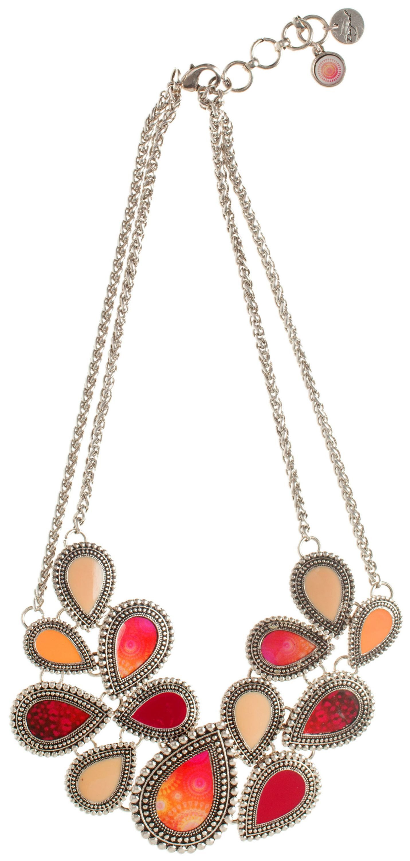 Desigual Collier Helena, Collier lang Boho-Touch antik versilbert