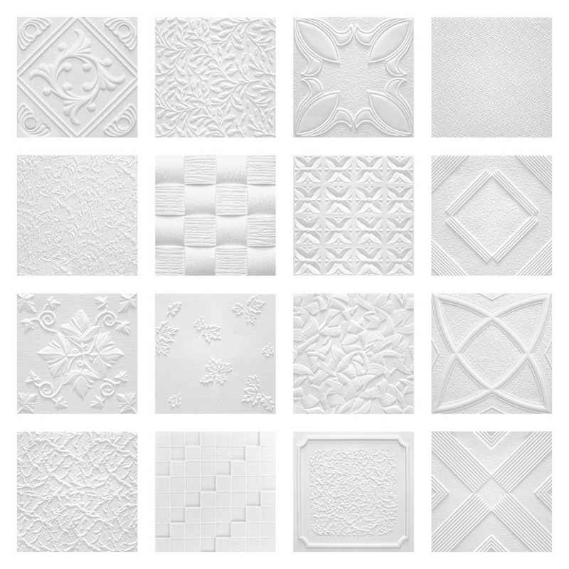 marbet design Wanddekoobjekt PUTZ (2 qm Deckenplatten aus Styropor - 50x50cm EPS Wand- und Deckenverkleidung weiße Platten Dekor formfest)