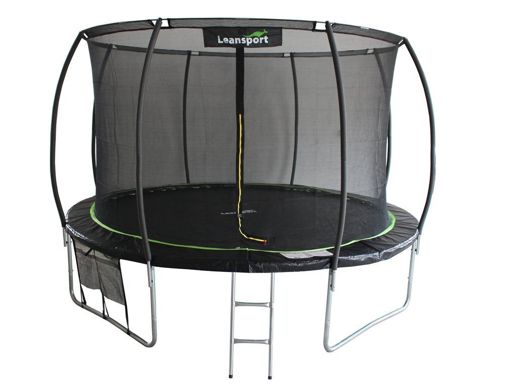Wisam Gartentrampolin LEAN Sport Max Trampolin 14 Fuß Schwarz-Grün