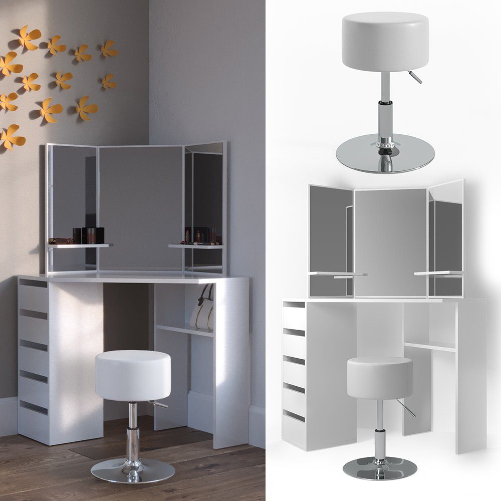 Vicco Schminktisch Arielle, Weiß, 110 cm mit Hocker günstig online kaufen