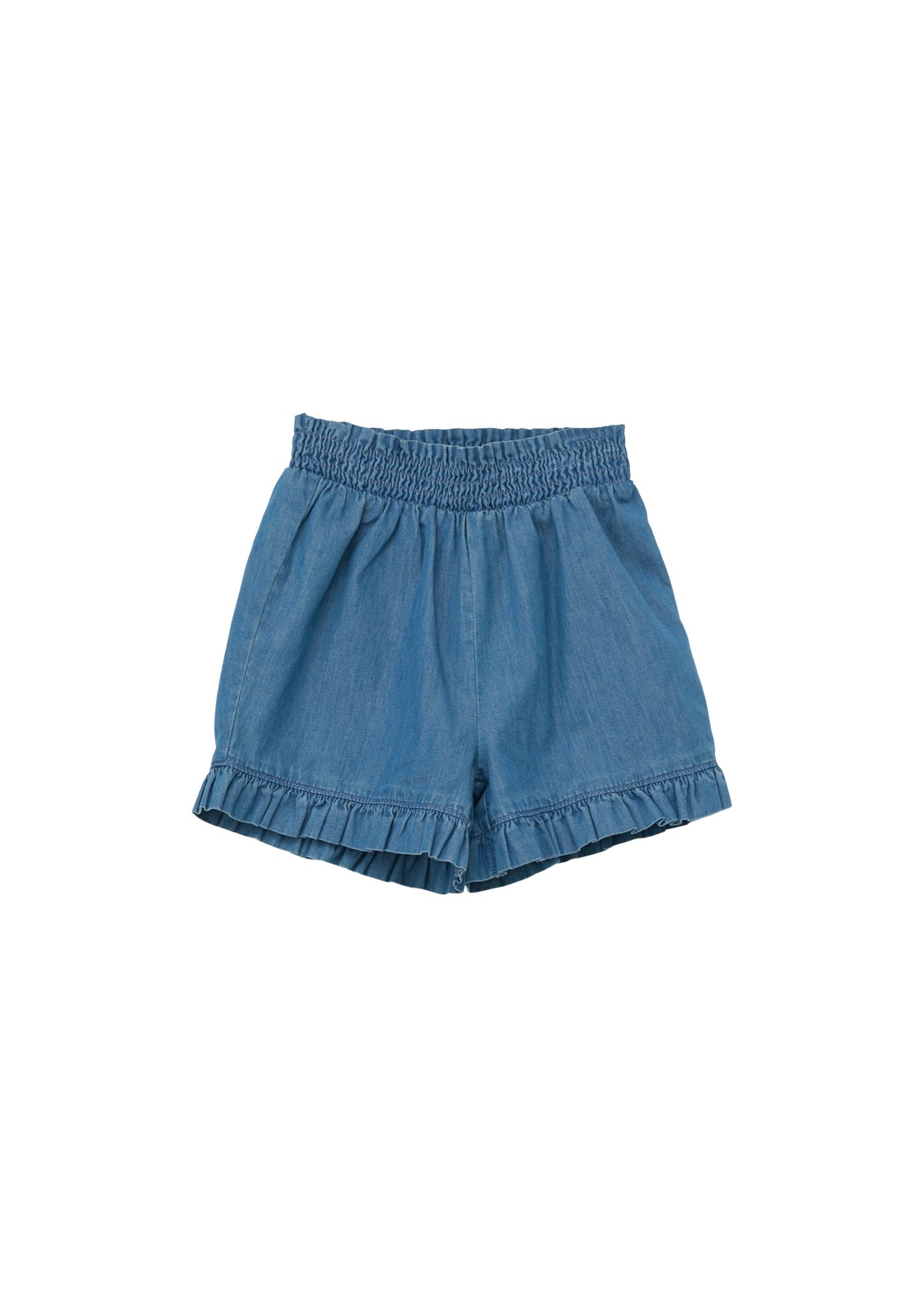 Jeansshorts Jeans-Shorts Smok-Detail Rüschen, Wide Leg Loose Fit Mid / / Rise / s.Oliver