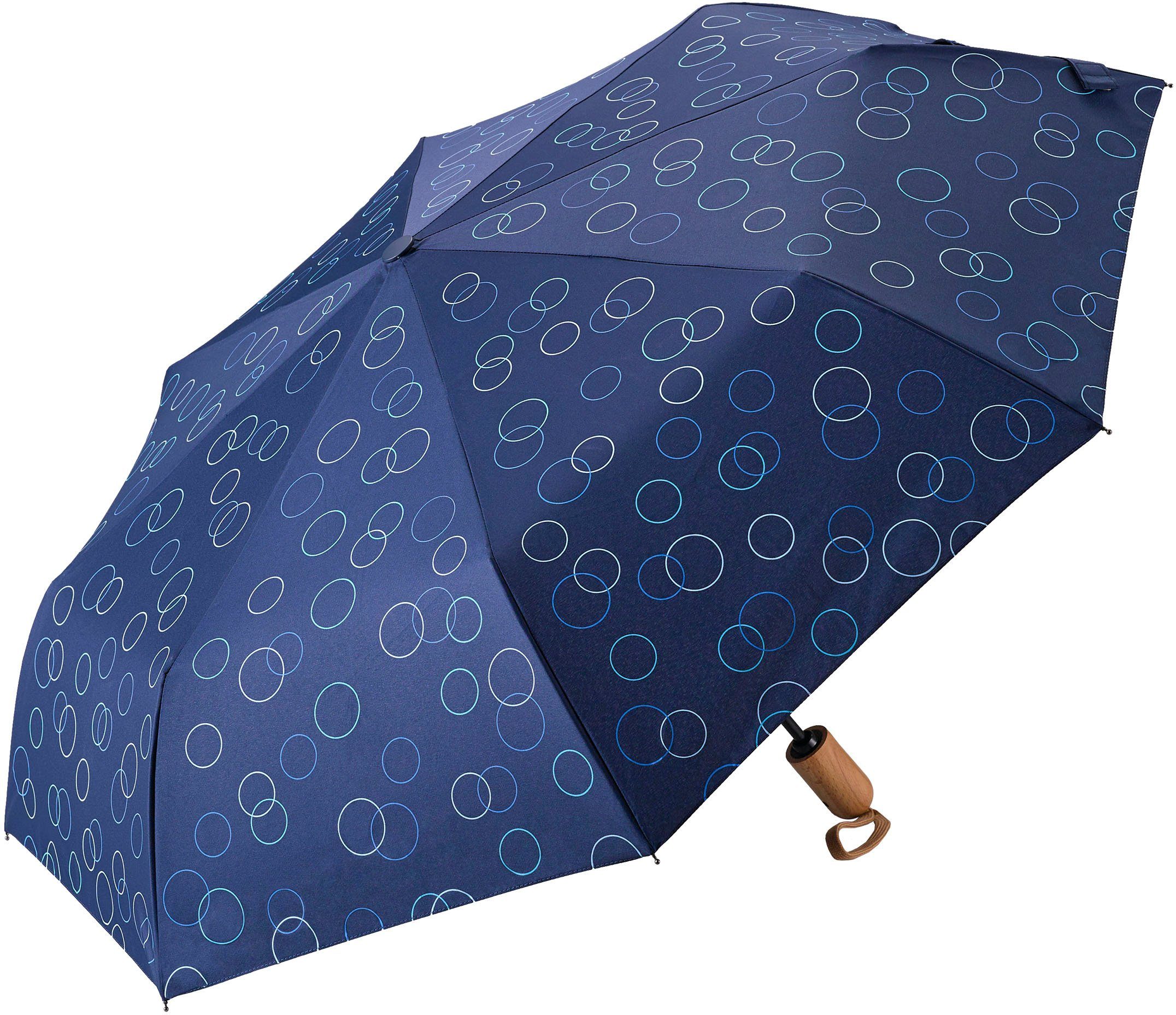 EuroSCHIRM® Taschenregenschirm Umwelt-Taschenschirm, marine, Kreise blau | Taschenschirme