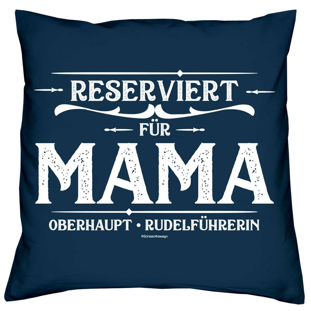 Soreso® Dekokissen Kissen Reserviert & Mama navy-blau Weihnachtsgeschenk Geschenkidee für Sprüche Sleep, Socken